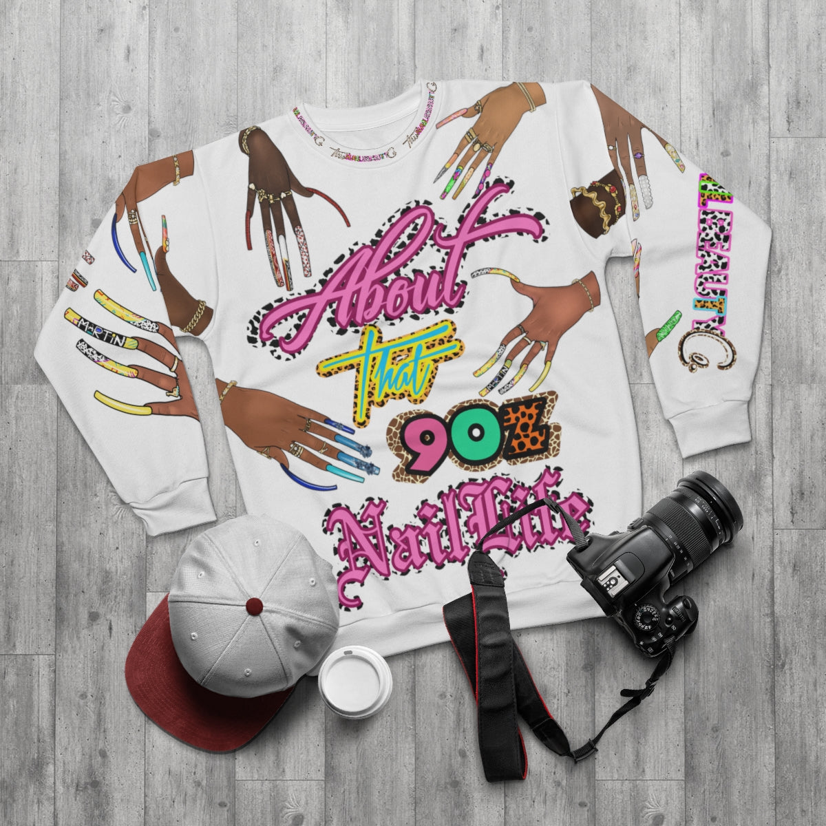 "About That 90z Nail Life" Unisex Sweatshirt - WHITE